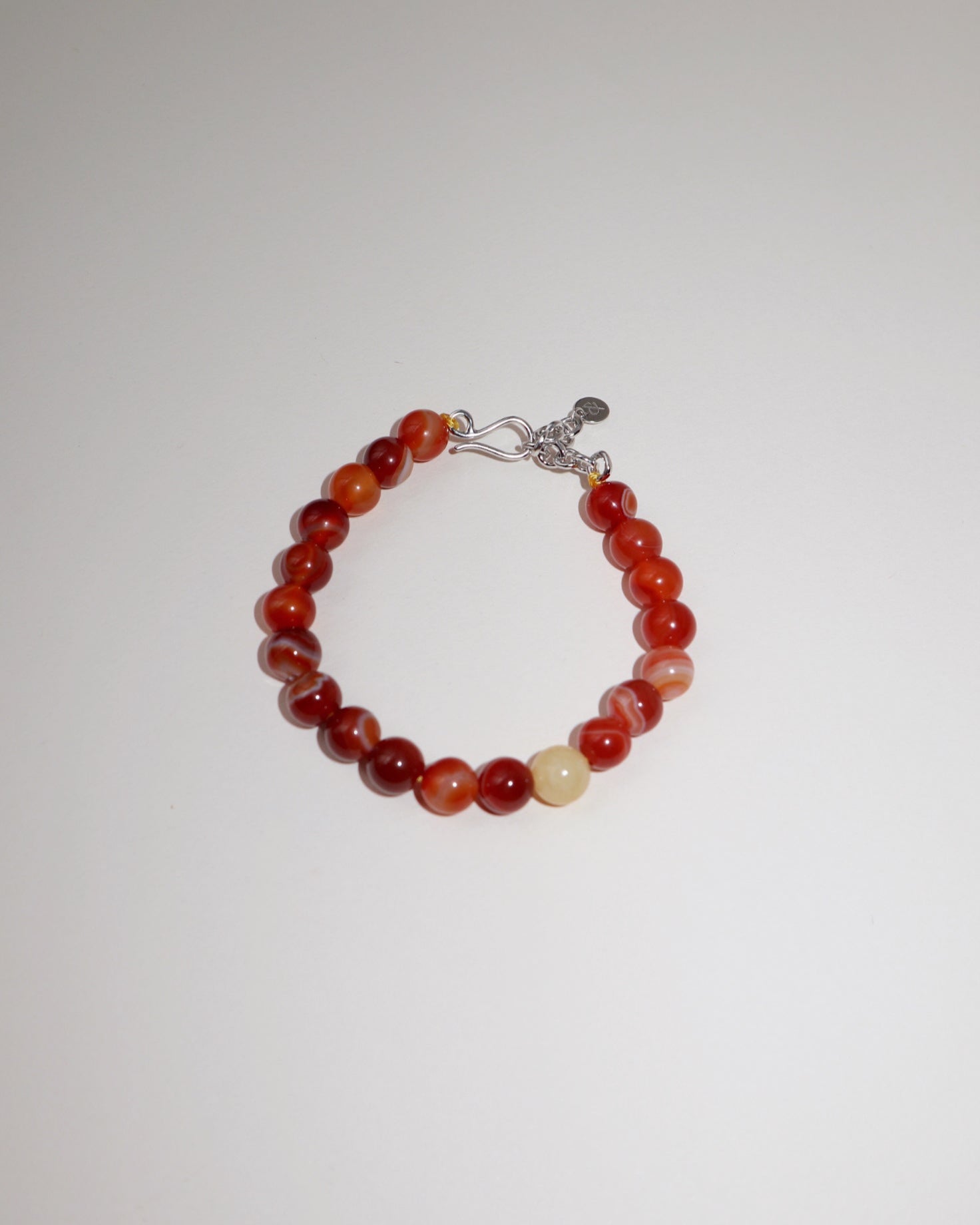 'Agnes' Red Agate Bead Bracelet - Lines & Current