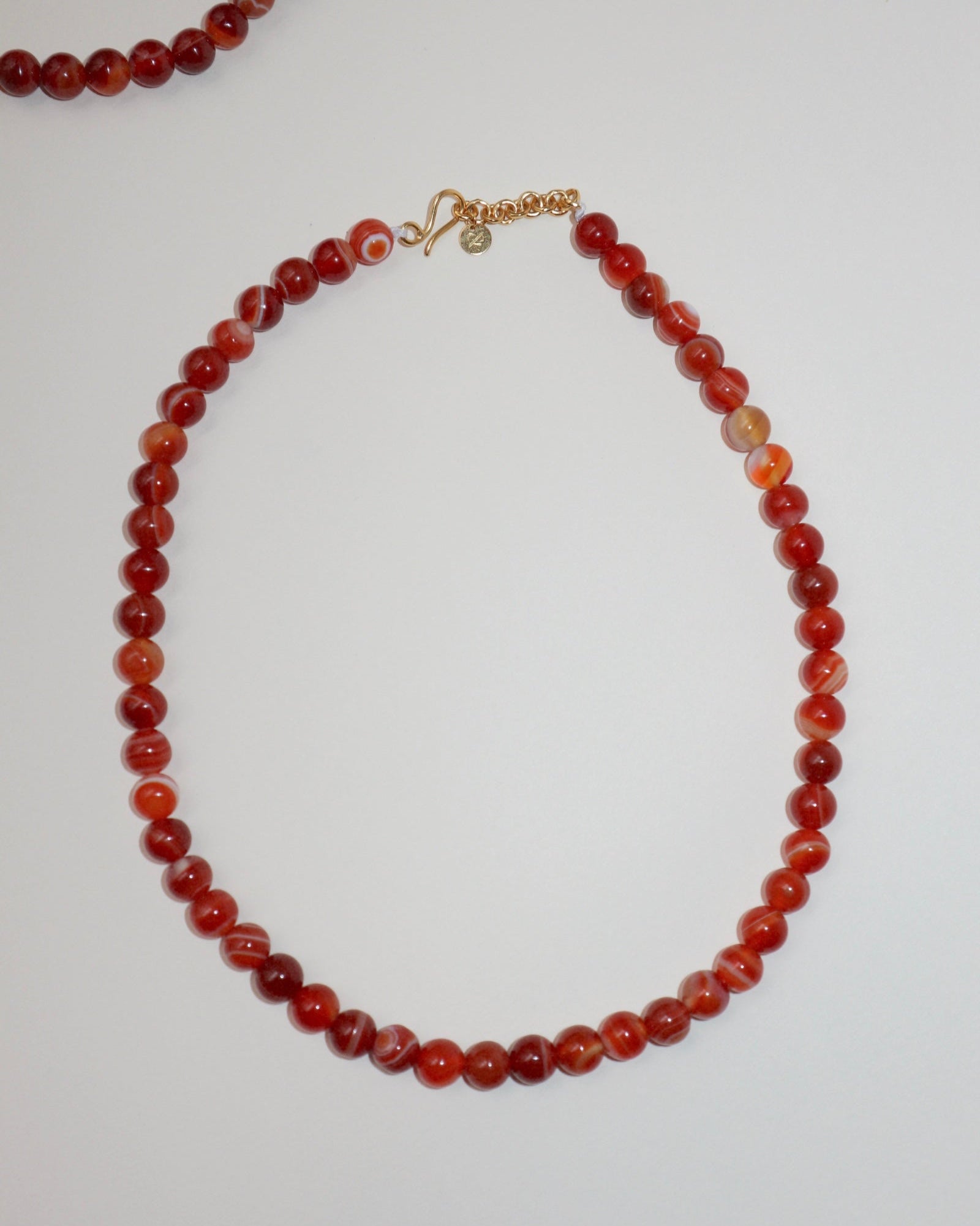 'Agnes' Red Agate Bead Necklace - Lines & Current