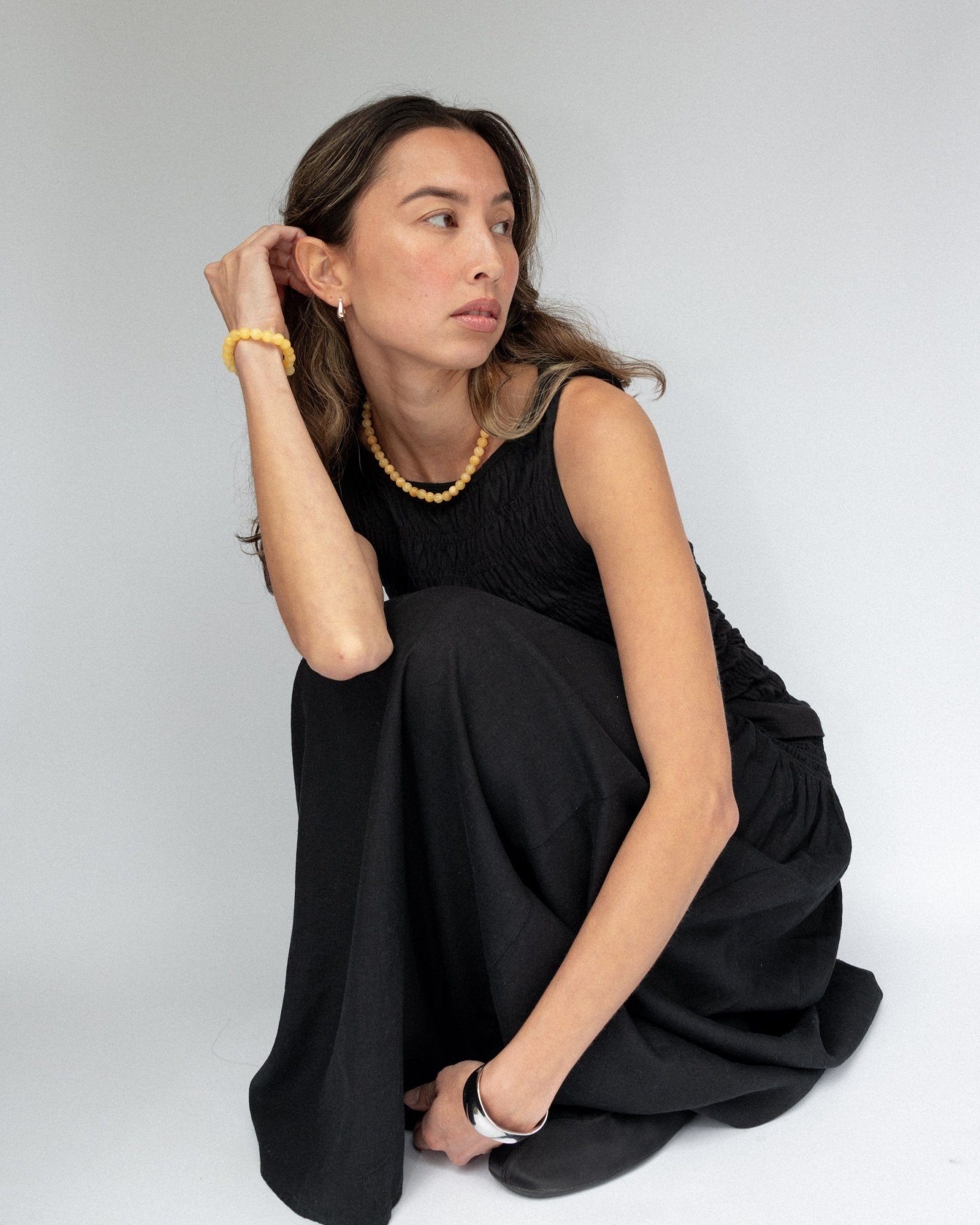 'Brie' Butter Bead Necklace - Lines & Current