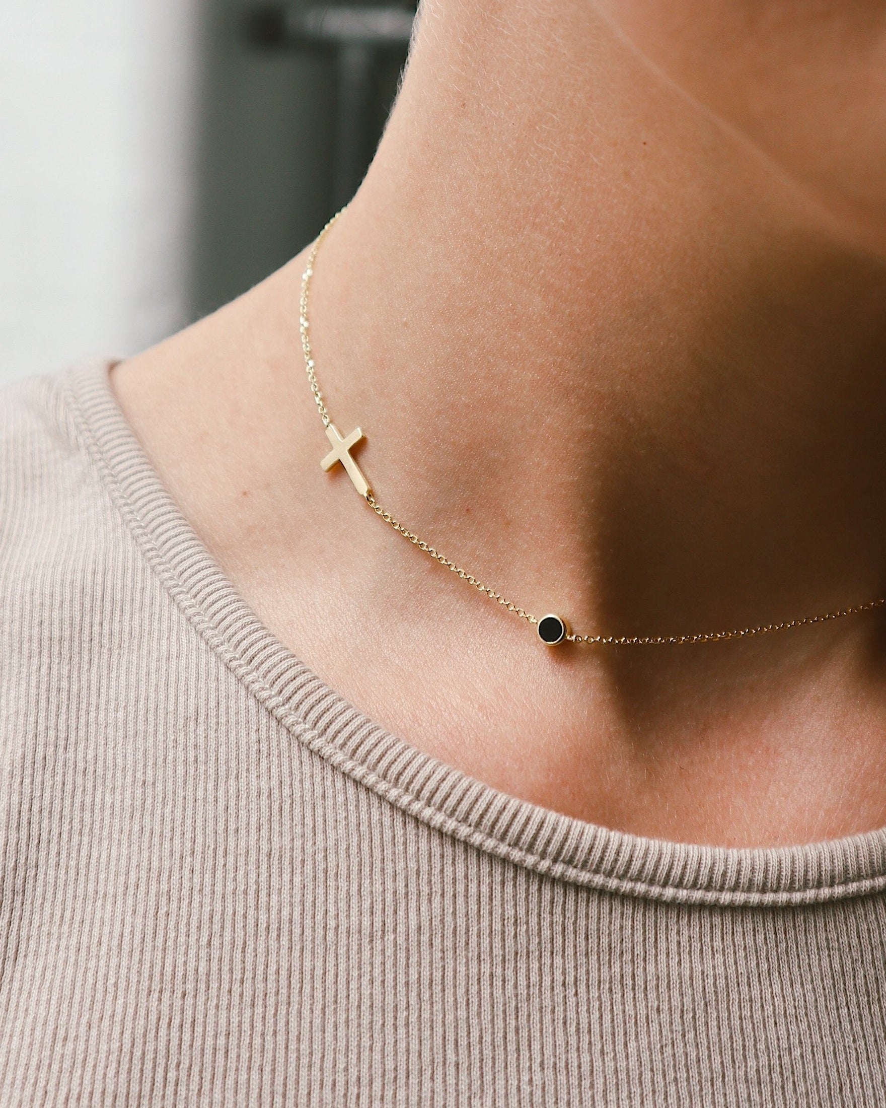 Cross Mona Choker Necklace – LINES AND CURRENT - Main Image