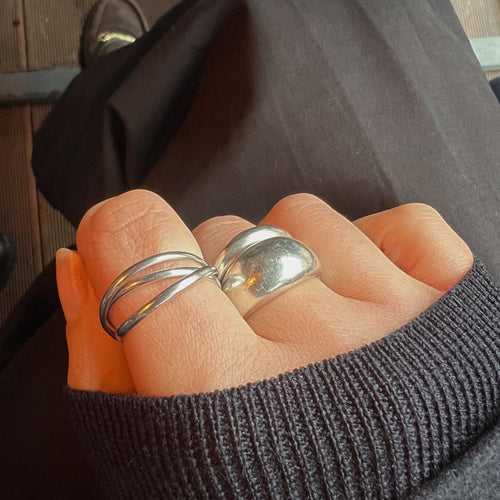 'Anya' Interlocking Ring All Silver - Lines & Current