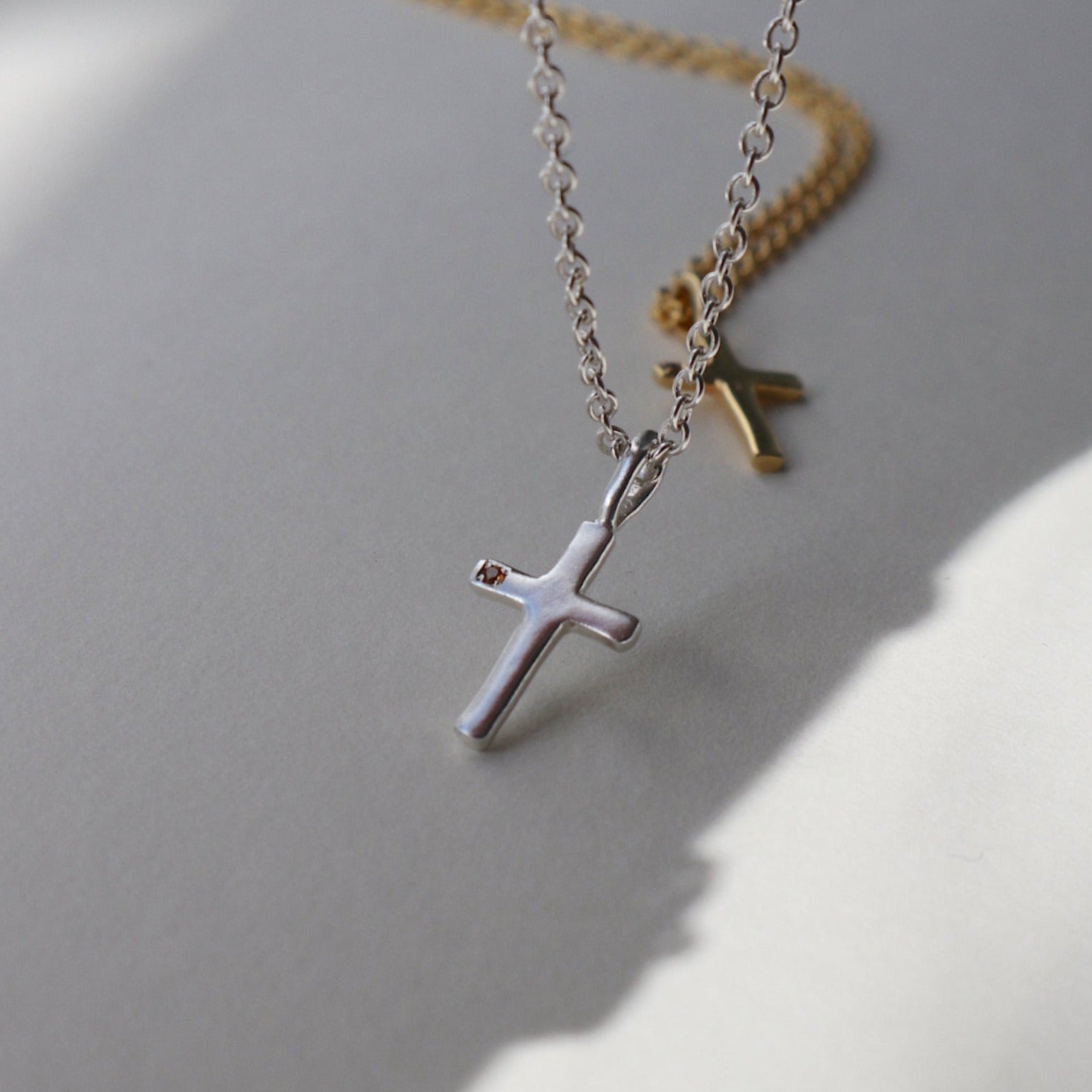 Cross with Mini Gem Necklace - Lines & Current