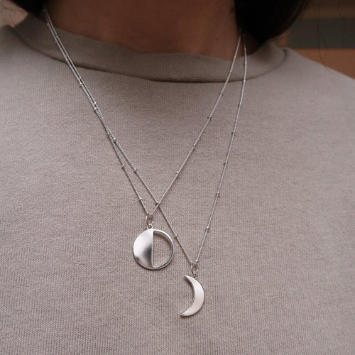 moon sister crescent and demi moon pendants