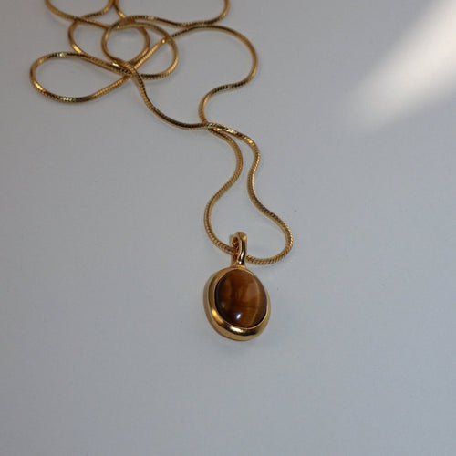 The 'Tiger's Eye' Oval Necklace - Lines & Current