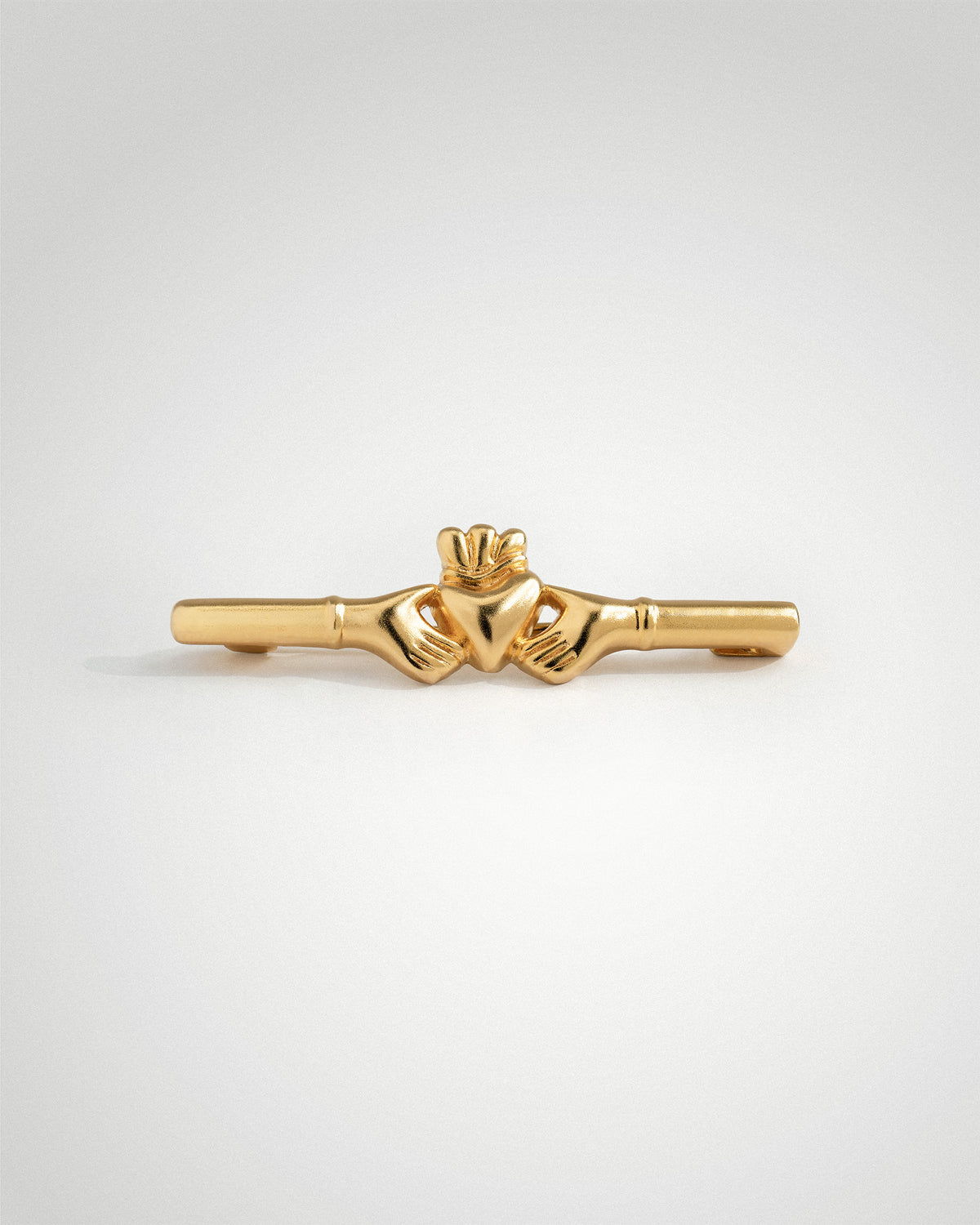 18k gold-plated brass Claddagh bar brooch by Lines &amp; Current