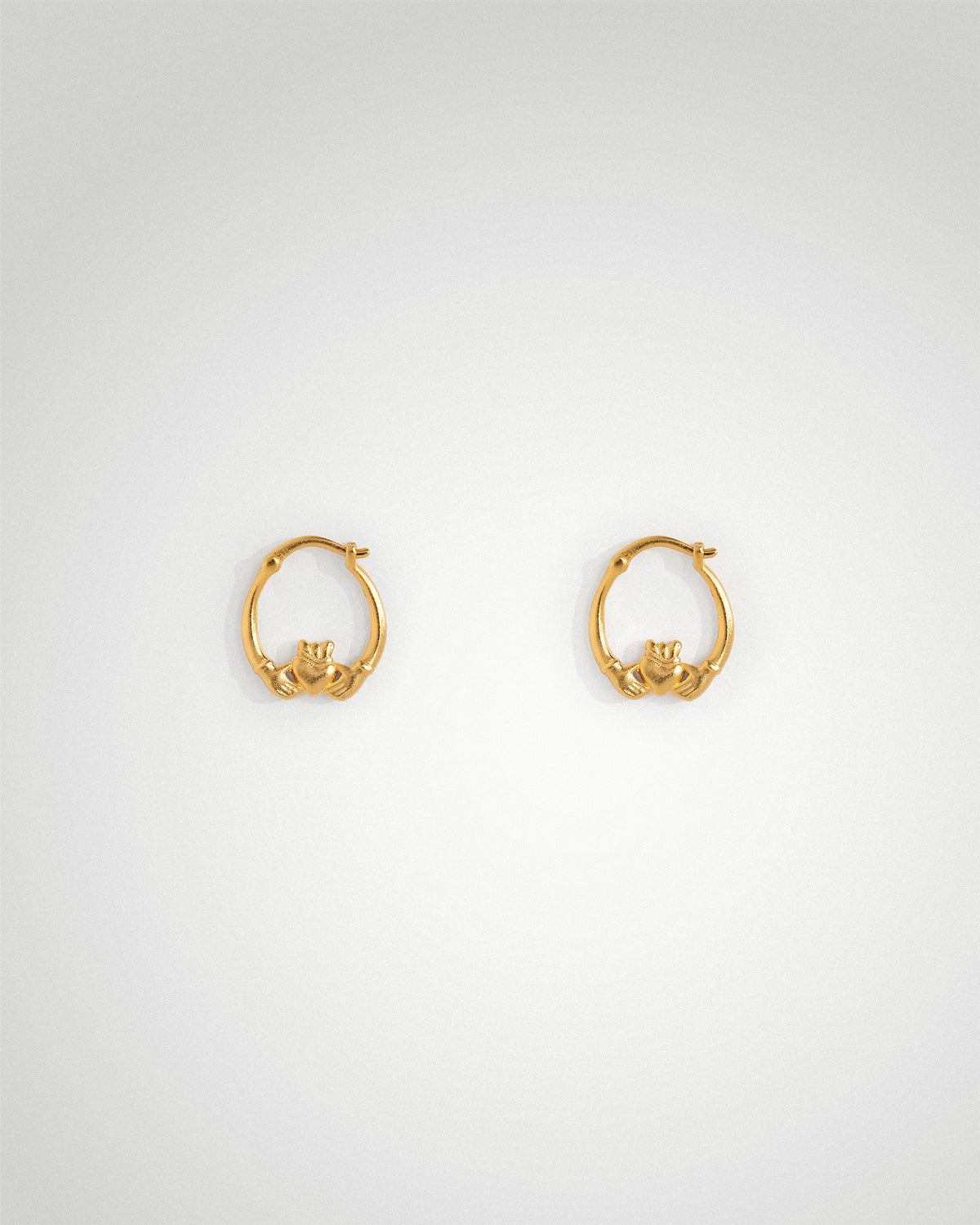 18k gold-plated mini Claddagh hoop earrings by Lines &amp; Current