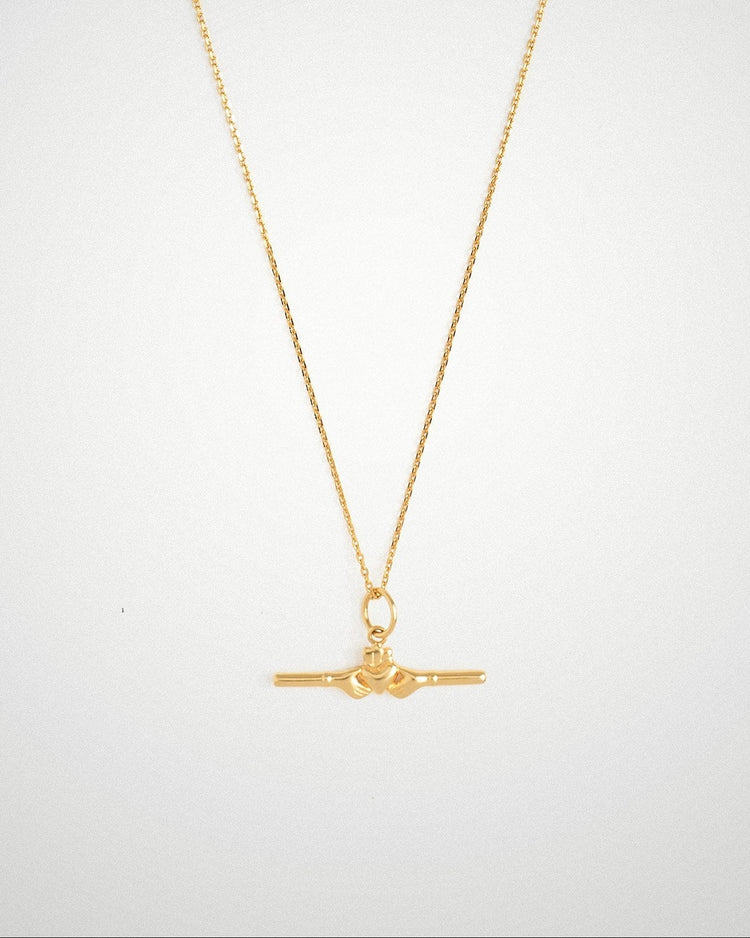 18k gold-plated Claddagh bar necklace by Lines & Current