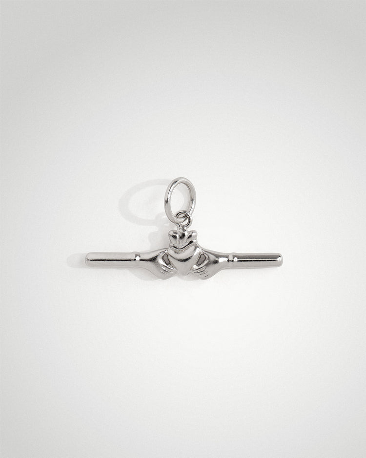 Sterling silver Claddagh bar charm by Lines & Current