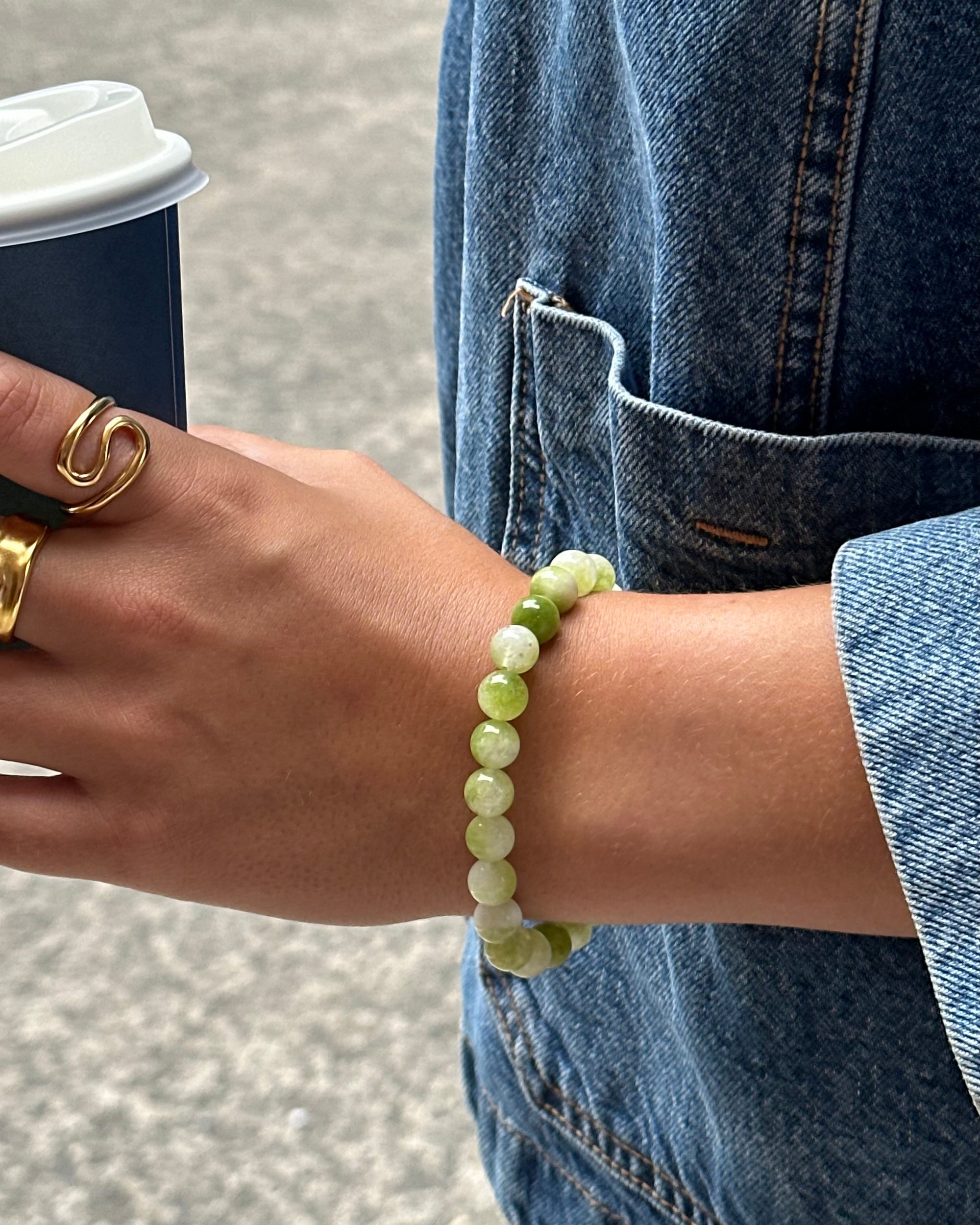 'Pistachio' Green Bead Bracelet
