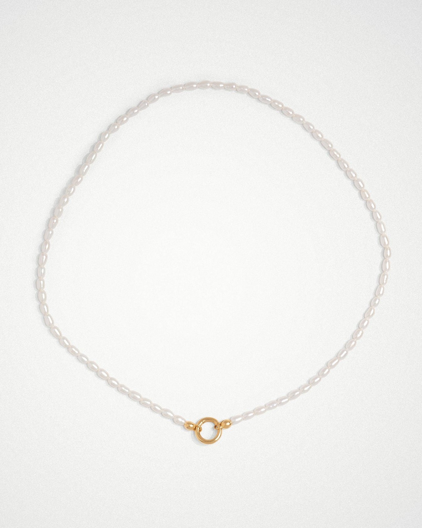 Mother of pearl charm holding necklace with central charm holder in 18k gold plating or rhodium plated silver