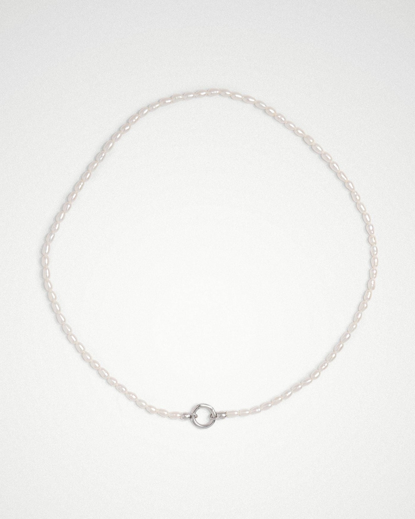 Mother of pearl charm holding necklace with central charm holder in 18k gold plating or rhodium plated silver