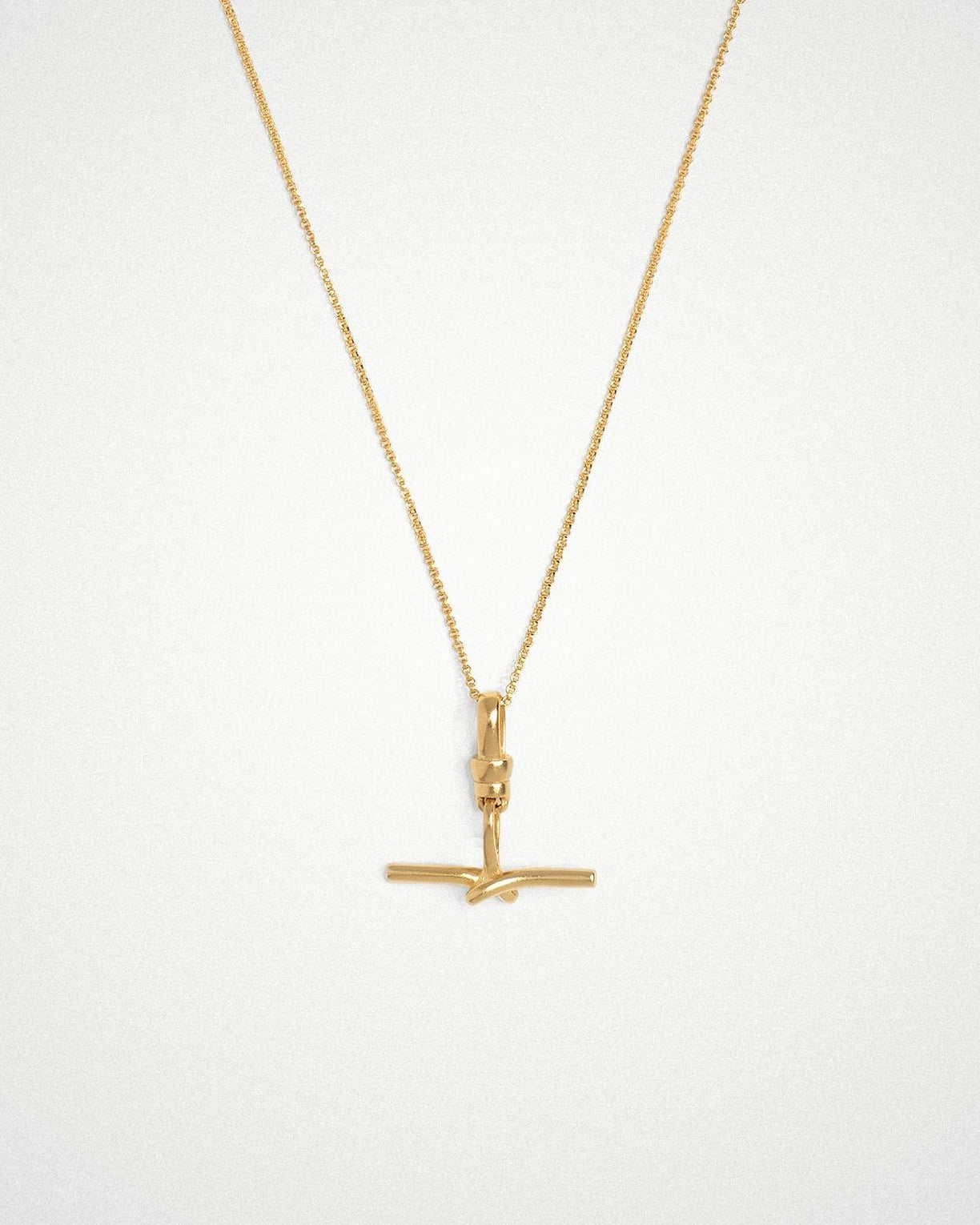 Tabitha T bar necklace on adjustable belcher chain, 20mm pendant, rhodium or 18k gold plating.