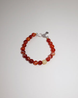 'Agnes' Red Agate Bead Bracelet
