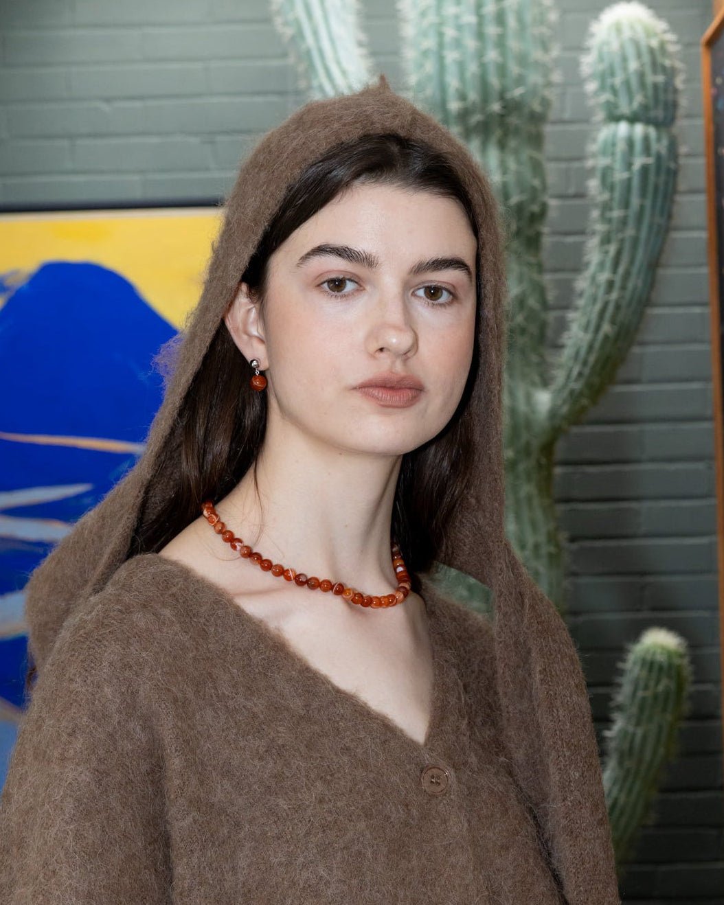 'Agnes' Red Agate Bead Necklace - LINES AND CURRENT