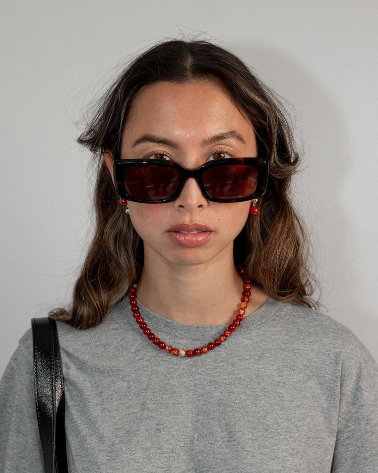 'Agnes' Red Agate Bead Necklace