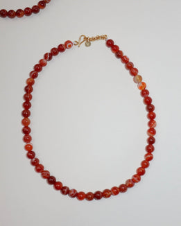 'Agnes' Red Agate Bead Necklace