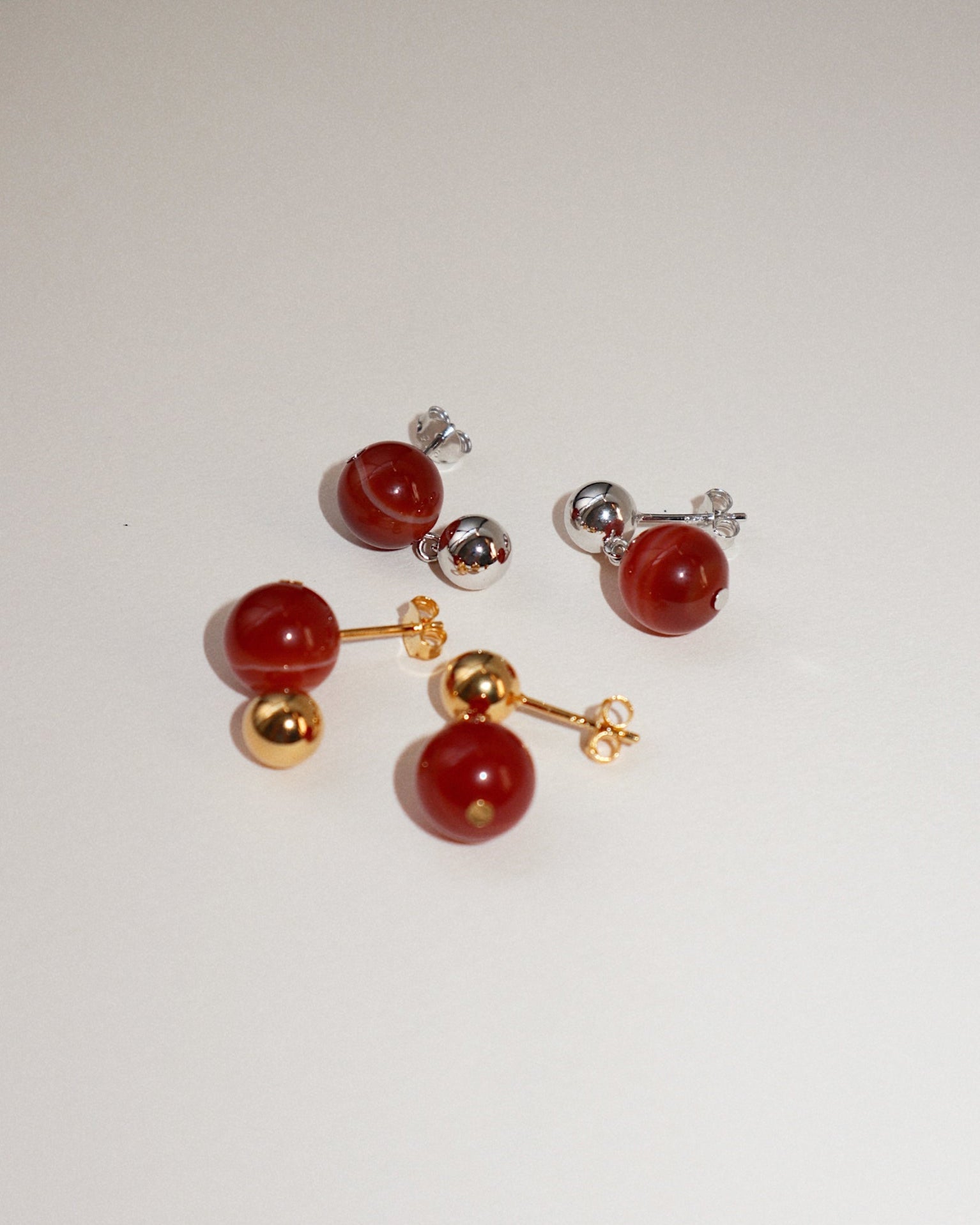 &#39;Agnes&#39; Red Agate Earrings - Lines &amp; Current