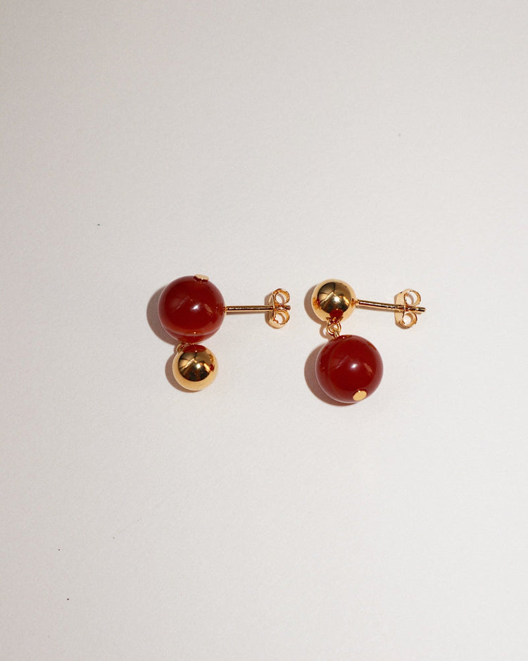 'Agnes' Red Agate Earrings - Lines & Current