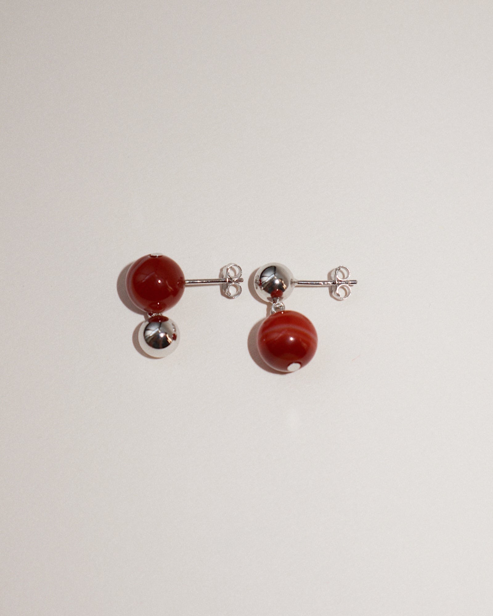 &#39;Agnes&#39; Red Agate Earrings - Lines &amp; Current