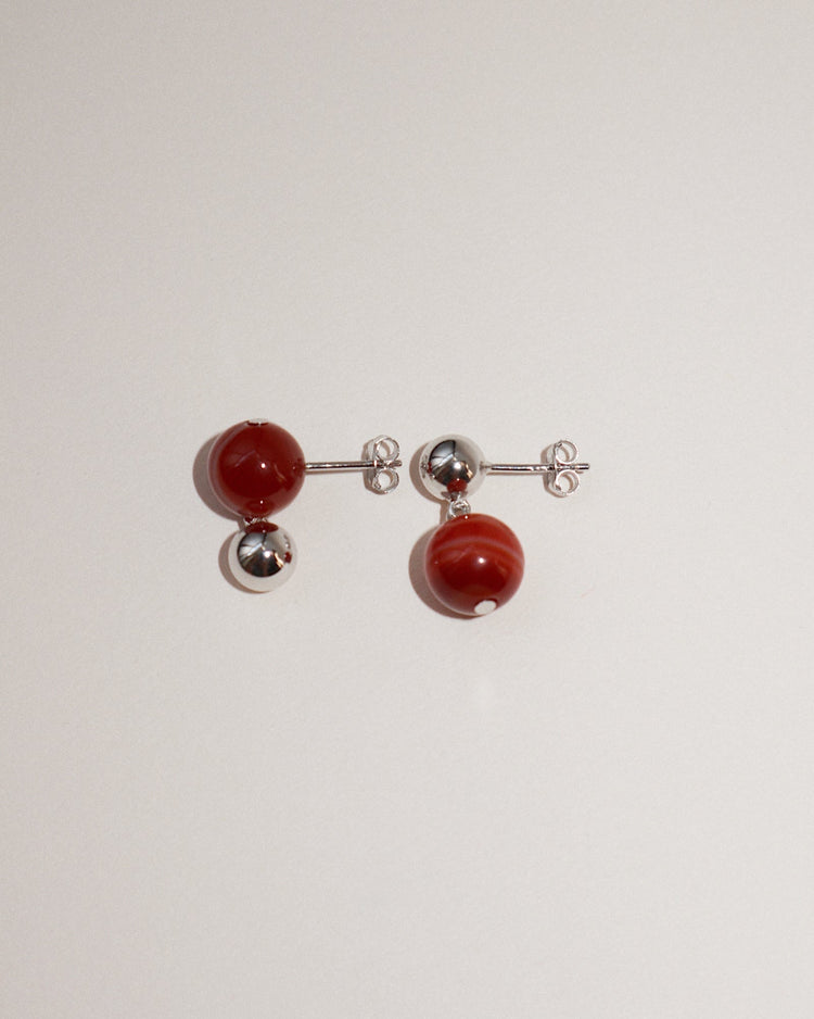 'Agnes' Red Agate Earrings - Lines & Current