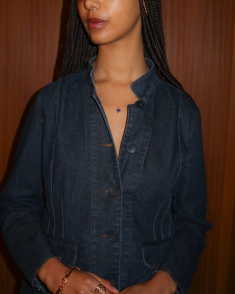 'Andie' Tiny Heart Charm Necklace - Lines & Current