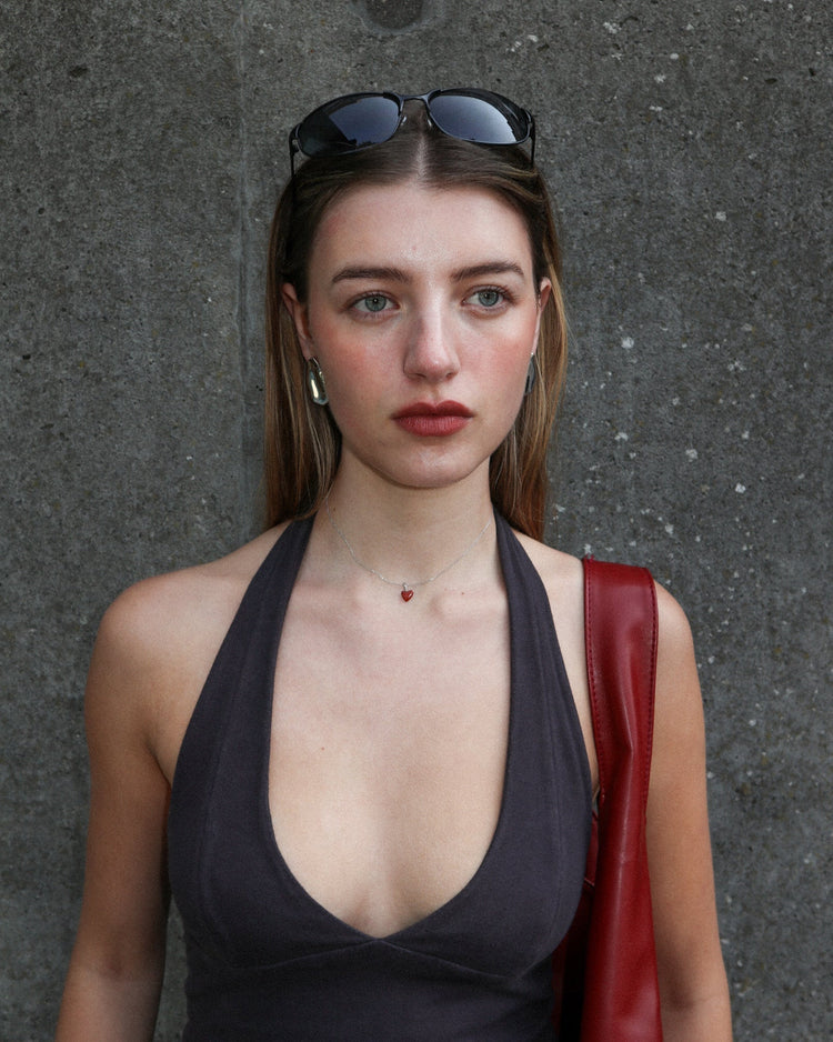 'Andie' Tiny Heart Charm Necklace - Lines & Current