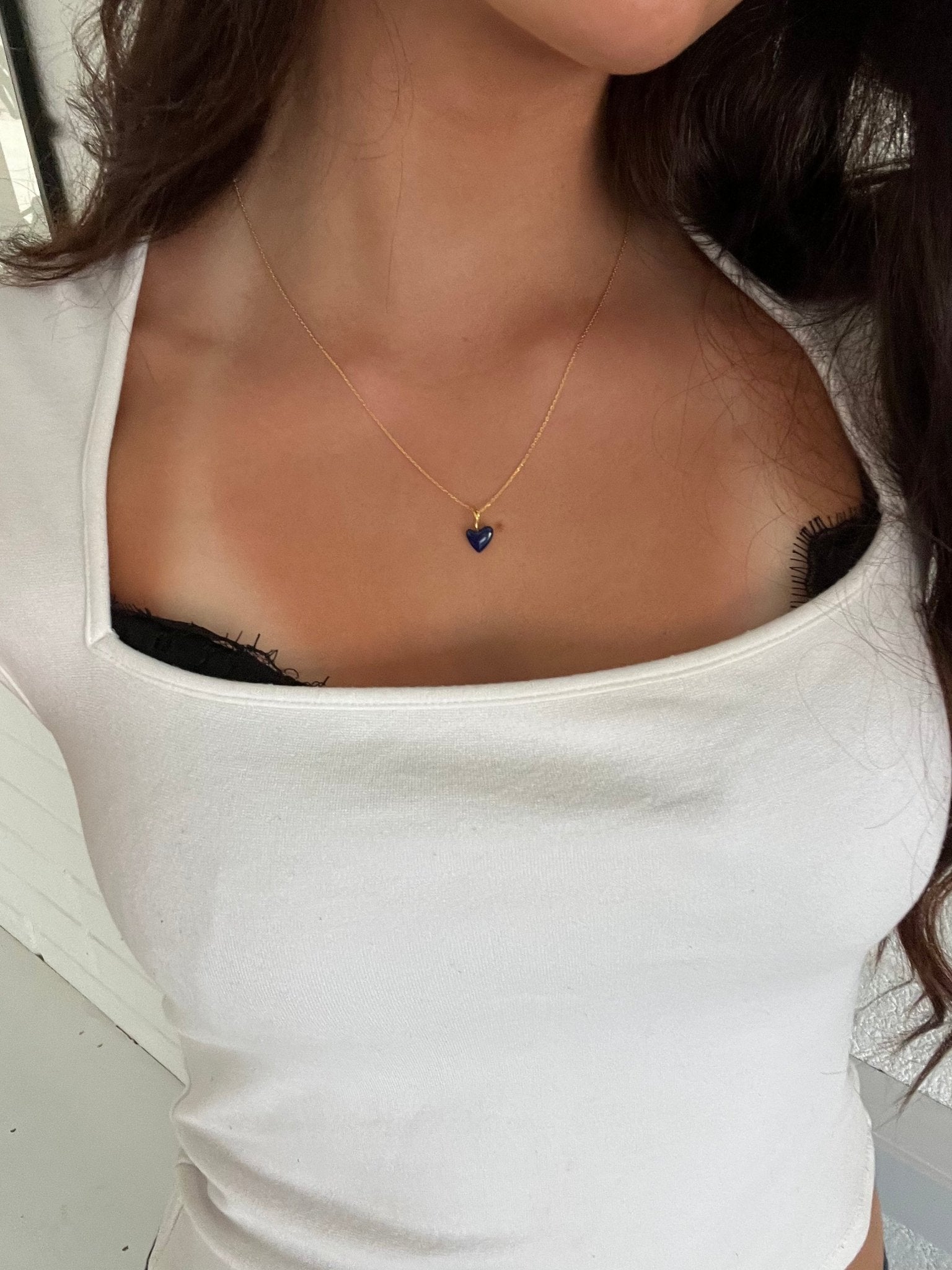 &#39;Andie&#39; Tiny Heart Charm Necklace - Lines &amp; Current