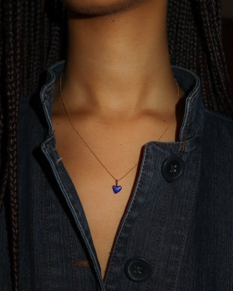 'Andie' Tiny Heart Charm Necklace - Lines & Current