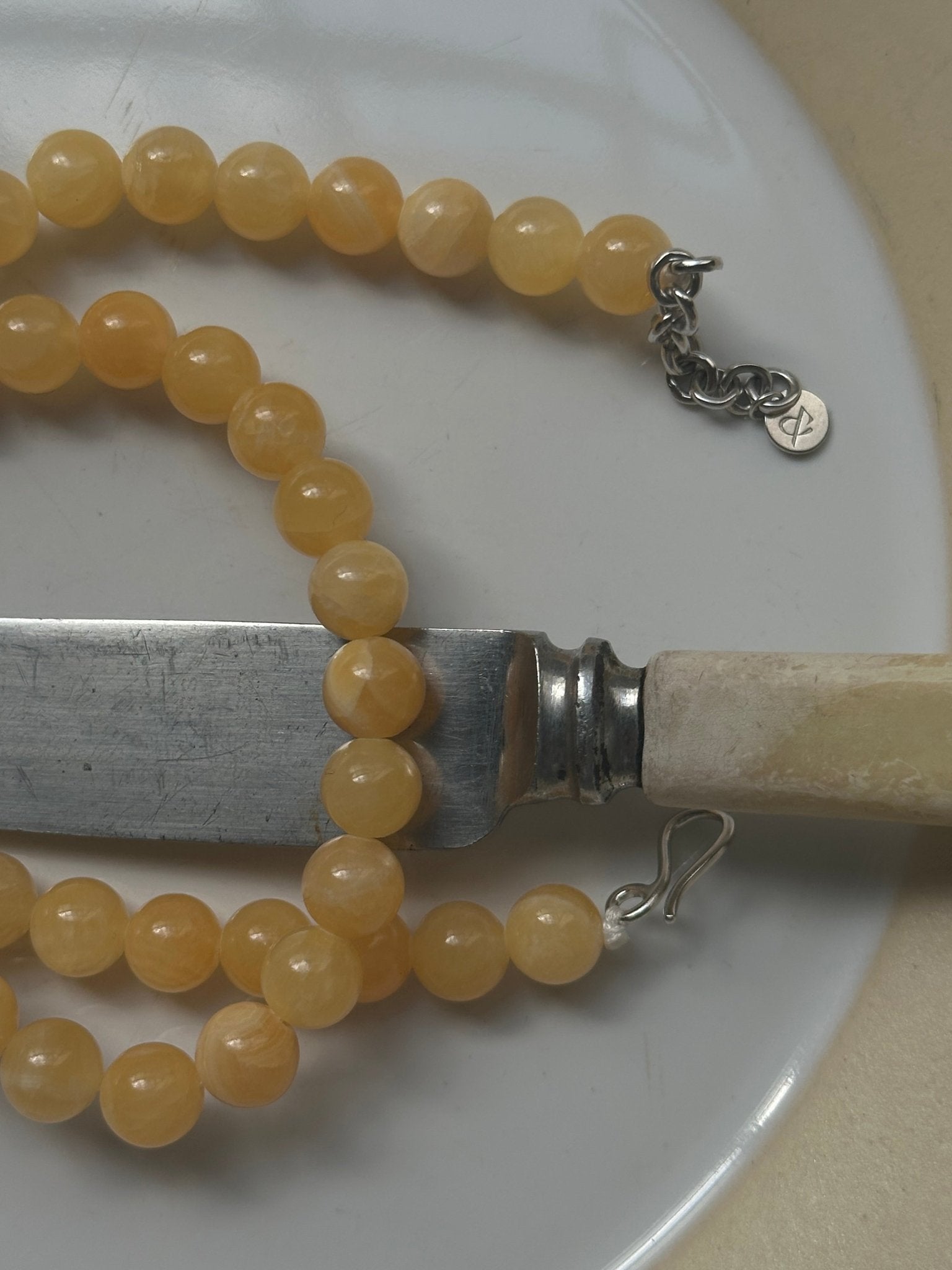 &#39;Brie&#39; Butter Bead Necklace - Lines &amp; Current