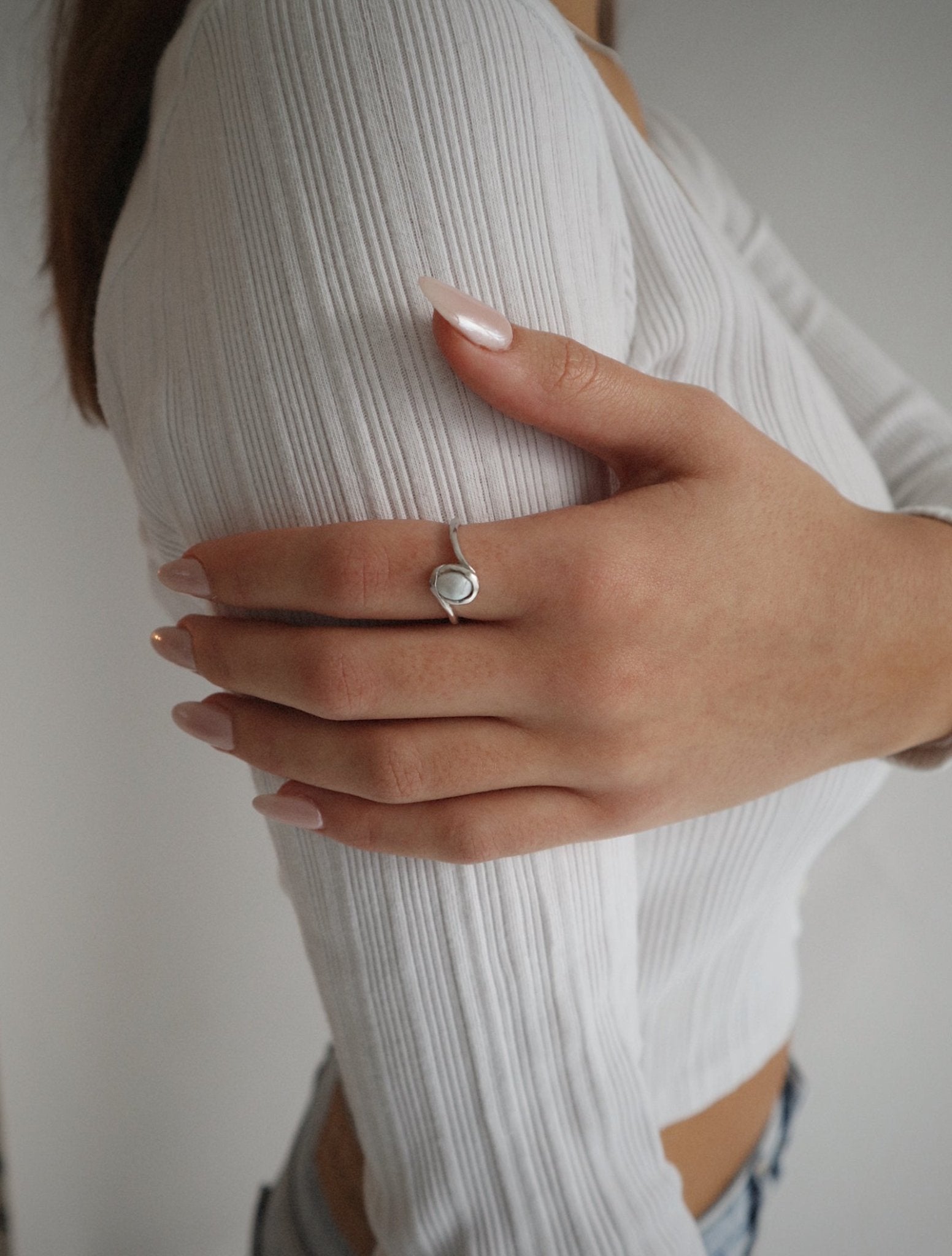 'Ellie' Pearl Wave Ring - Lines & Current