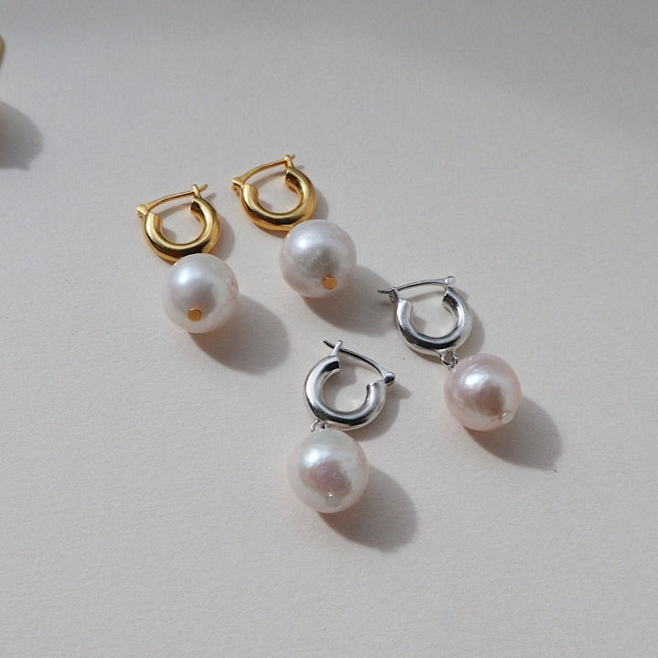 'Eloise' Pearl Huggie Earrings