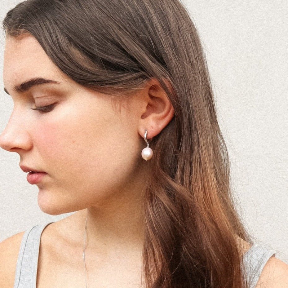 'Eloise' Pearl Huggie Earrings