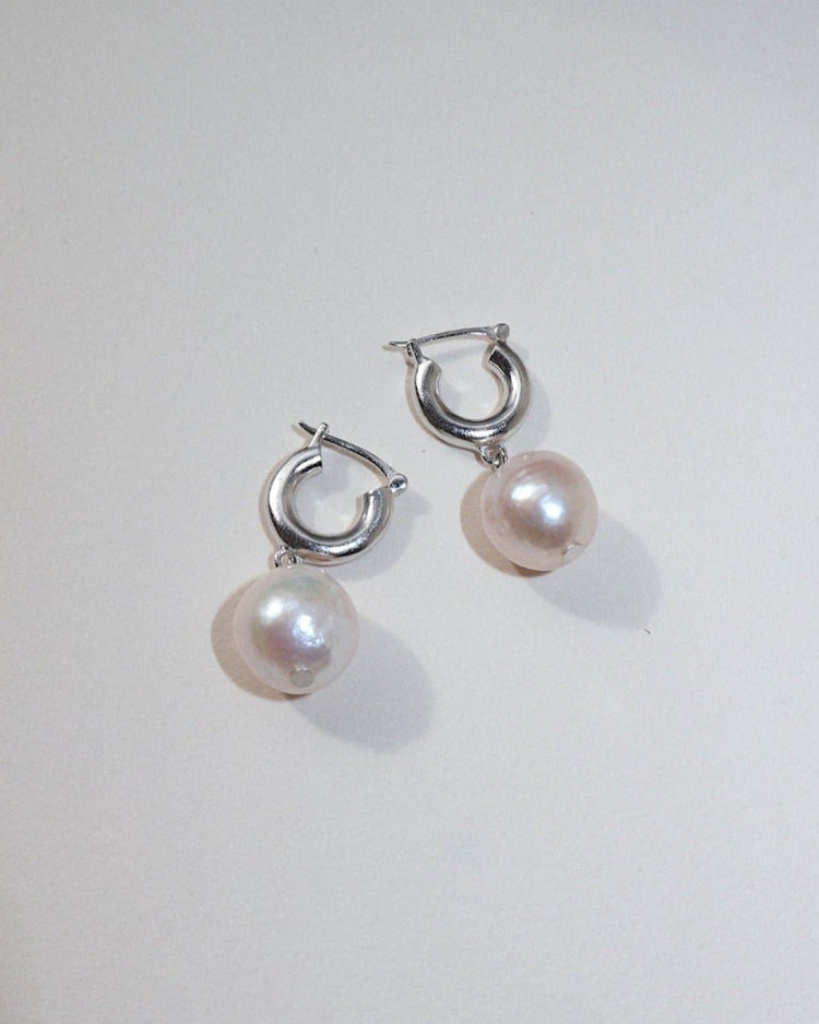'Eloise' Pearl Huggie Earrings - Lines & Current