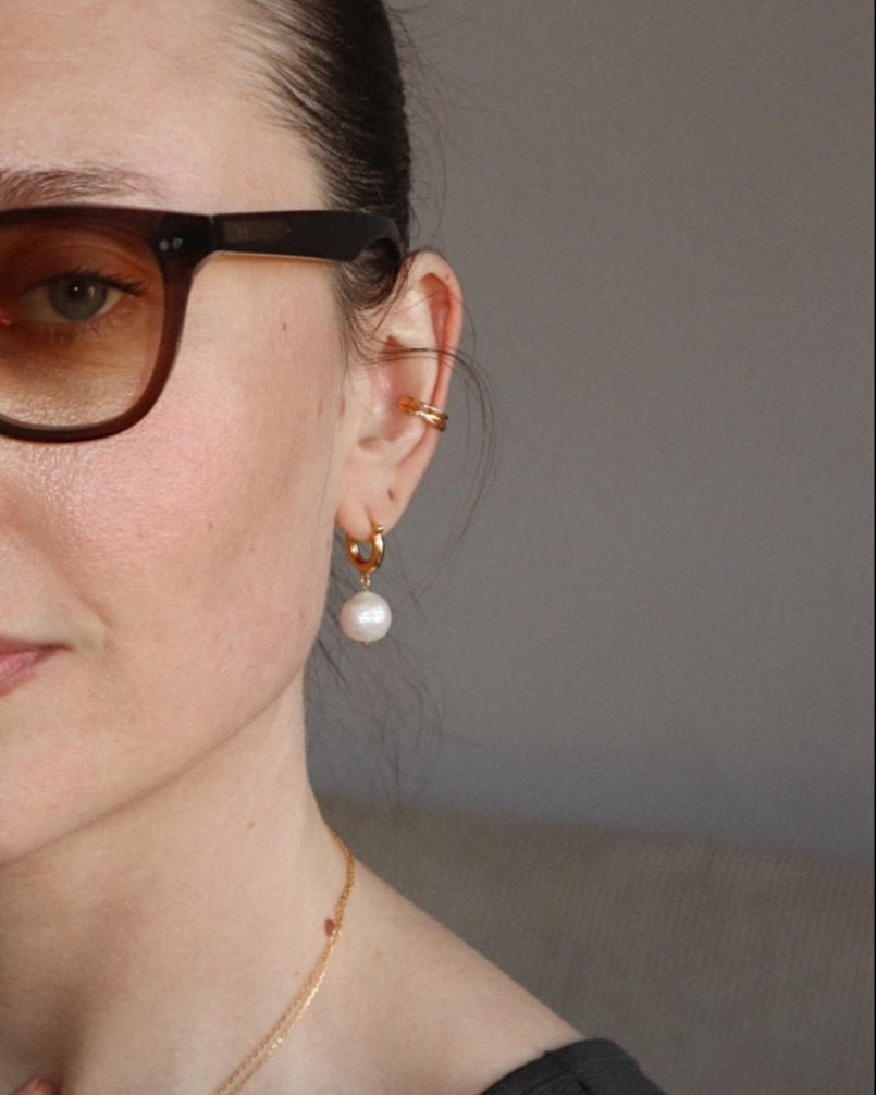&#39;Eloise&#39; Pearl Huggie Earrings - Lines &amp; Current