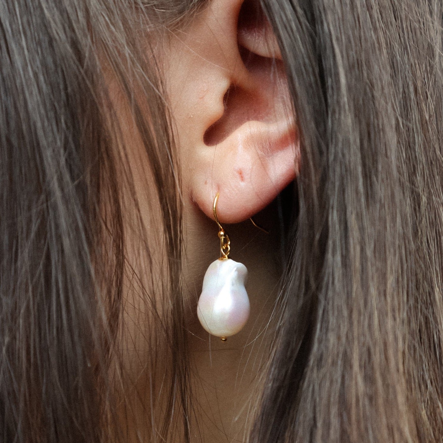 &#39;Enid&#39; Baroque Pearl Drop Earrings - Lines &amp; Current