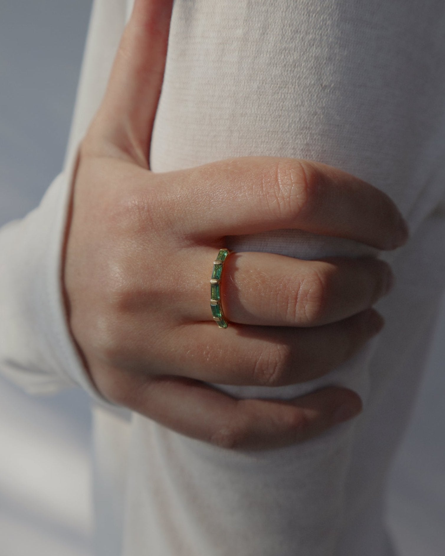 &#39;Evie&#39; Eternity Green Ring - Lines &amp; Current