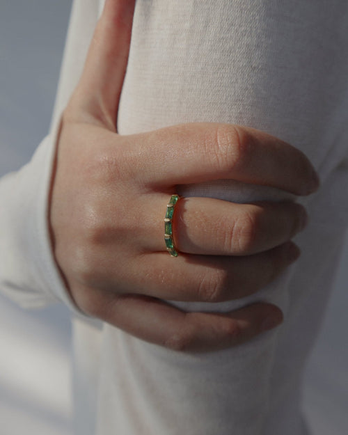 'Evie' Eternity Green Ring - Lines & Current