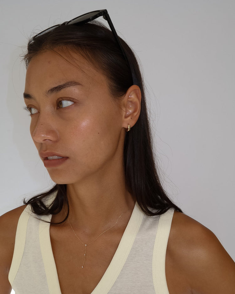 'Lisse' 9k Diamond Lariat Necklace - Lines & Current