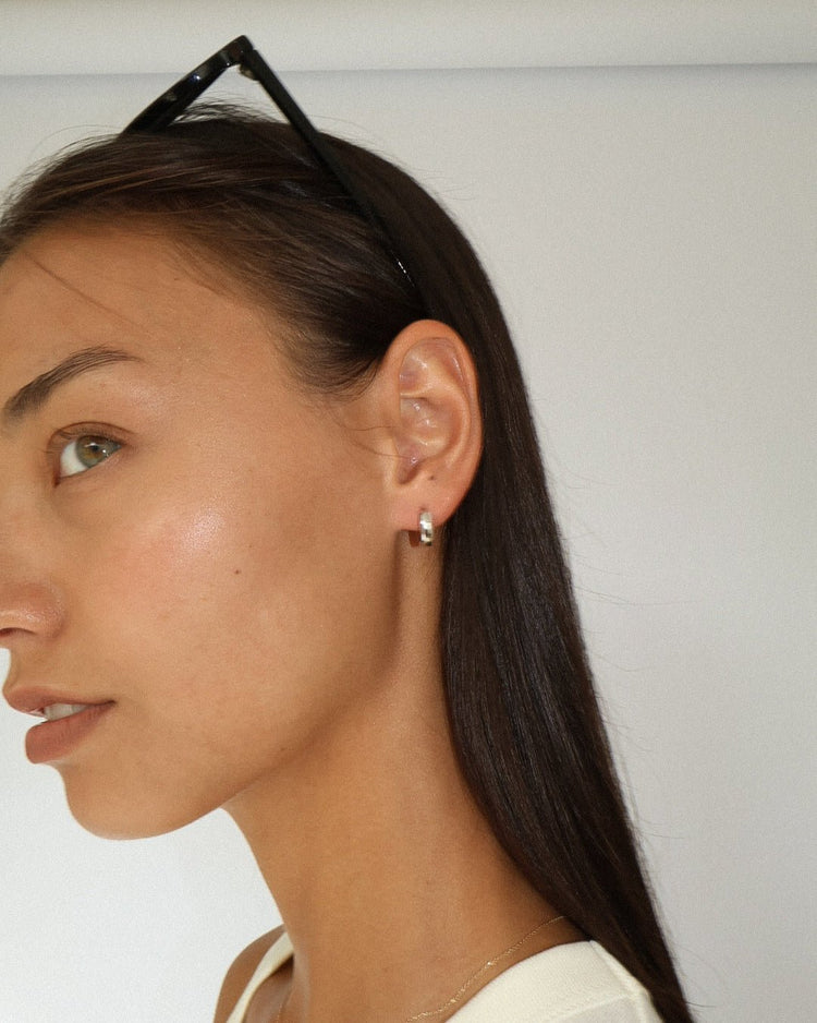 'Finch' Silver Huggie Hoop Earrings - Lines & Current