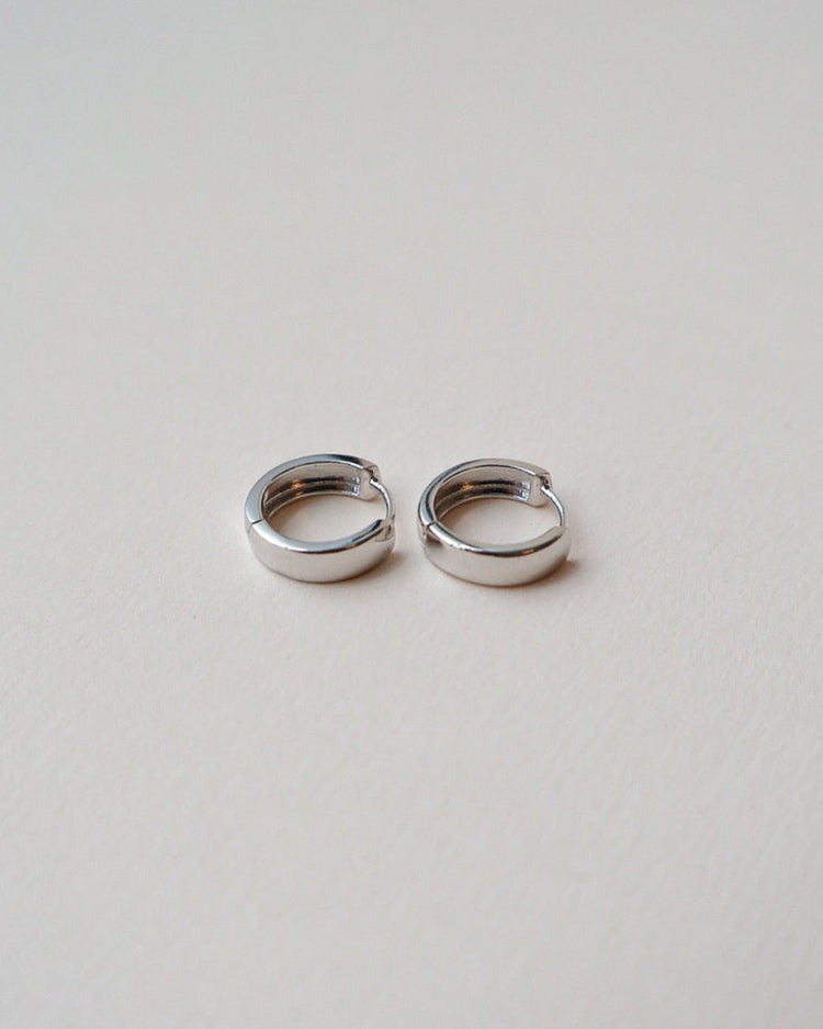 'Finch' Silver Huggie Hoop Earrings - Lines & Current