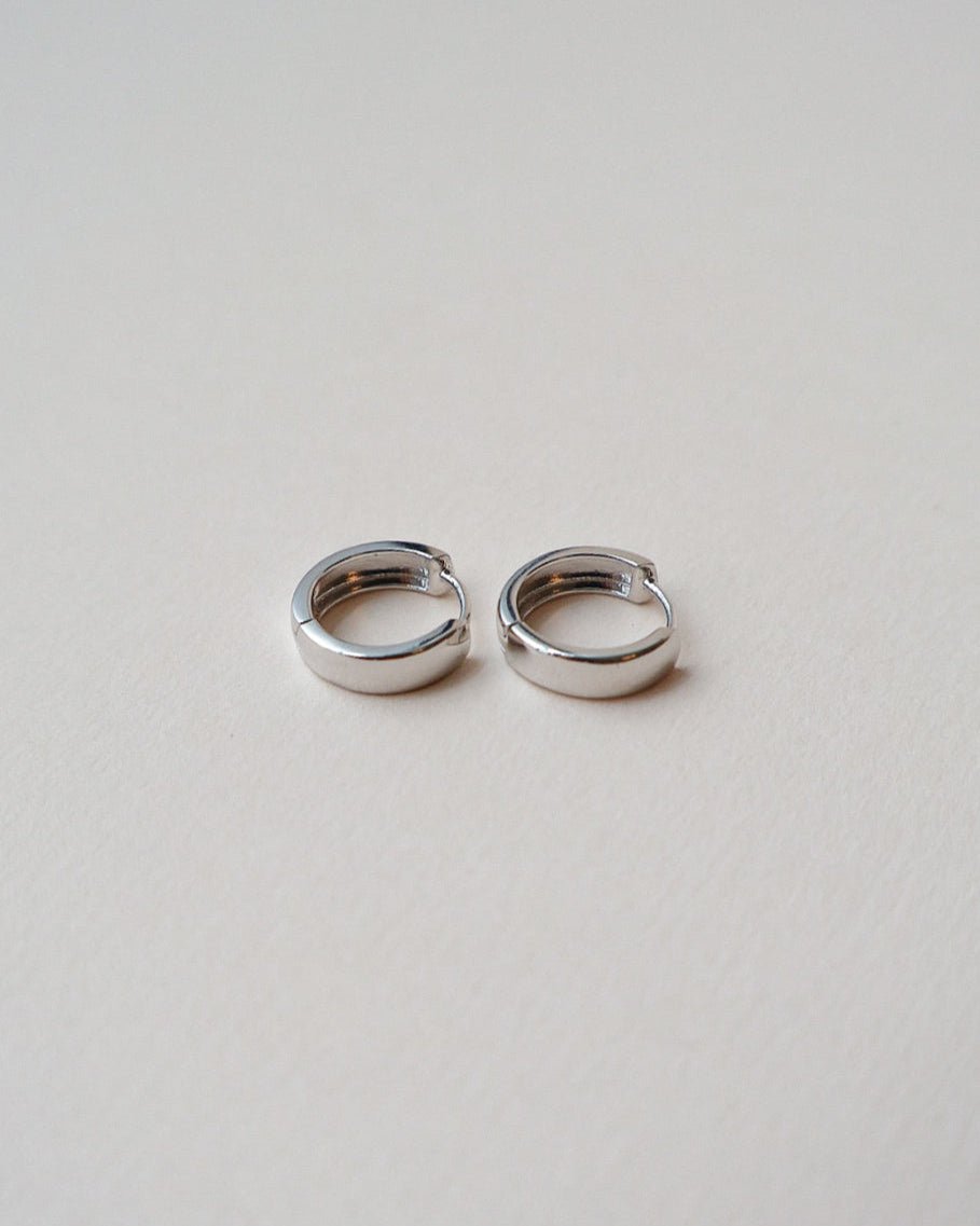 'Finch' Silver Huggie Hoop Earrings - Lines & Current