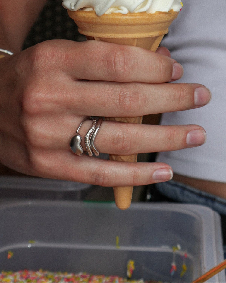 'Flo' Impression Stacker Ring - Lines & Current