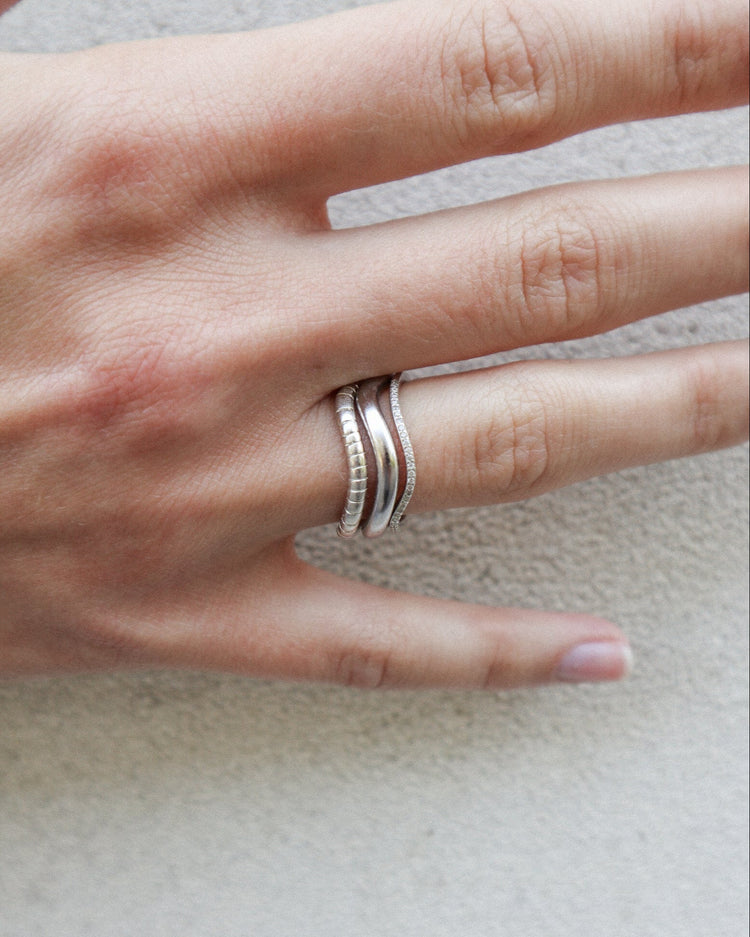 'Flo' Pavé Stacker Ring - Lines & Current