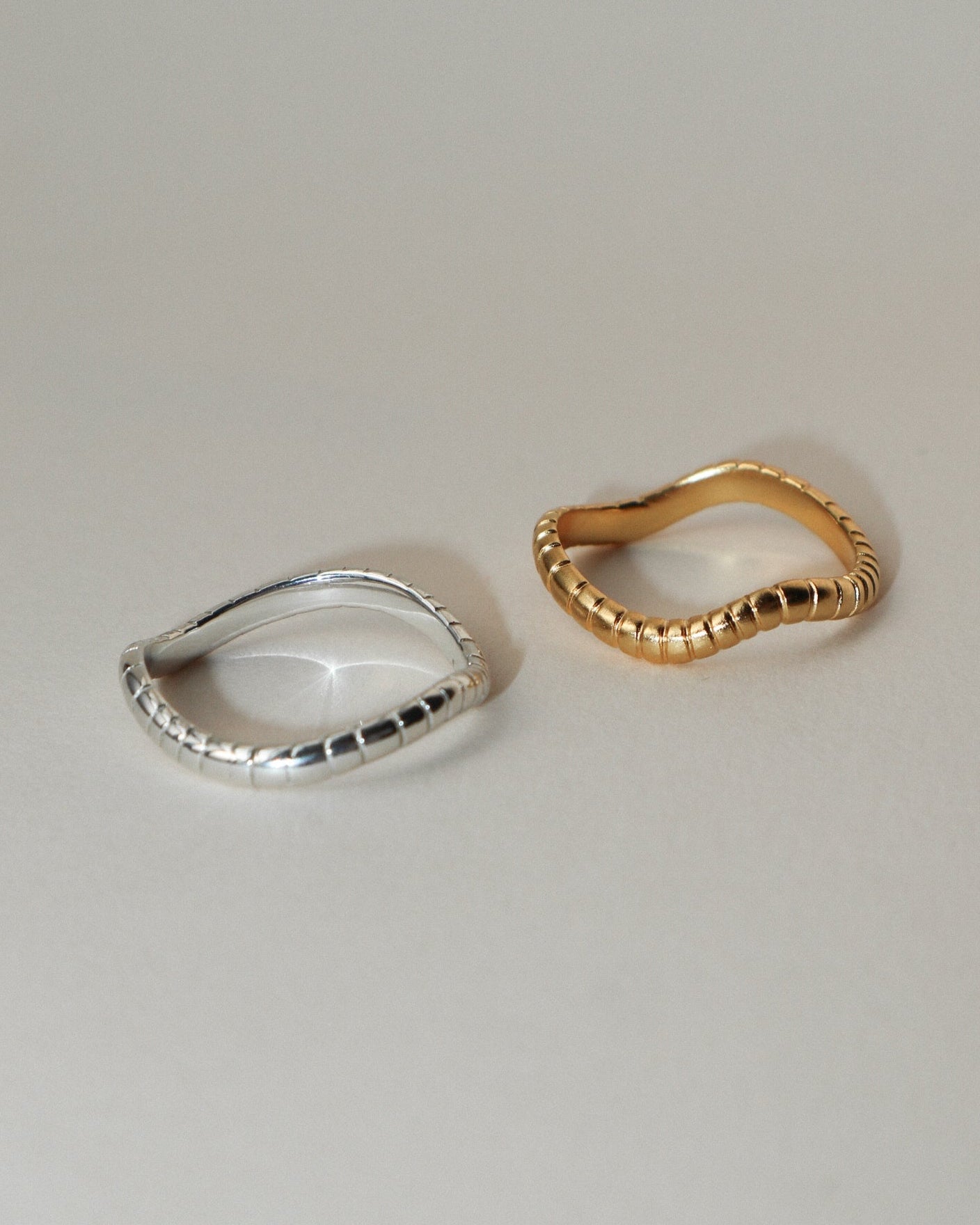 'Flo' Impression Stacker Ring - Lines & Current