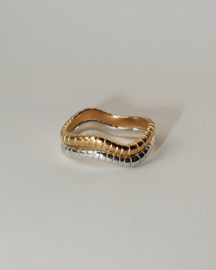 'Flo' Impression Stacker Ring - Lines & Current