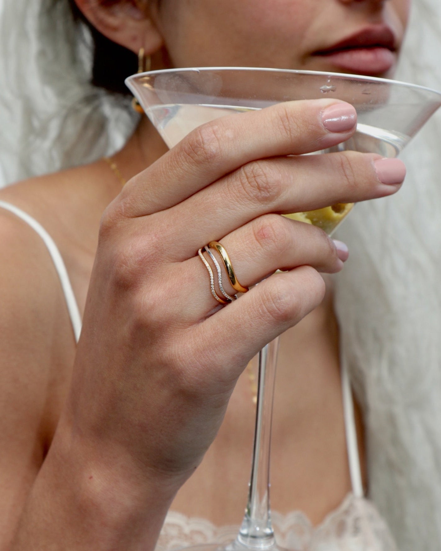 &#39;Flo&#39; Pavé Stacker Ring - Lines &amp; Current