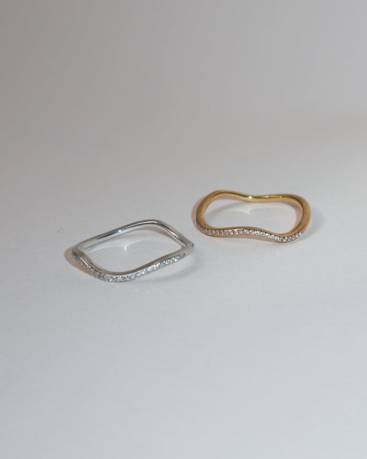 'Flo' Pavé Stacker Ring - Lines & Current