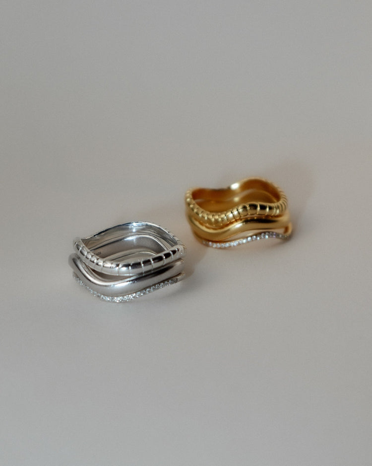 'Flo' Impression Stacker Ring - Lines & Current