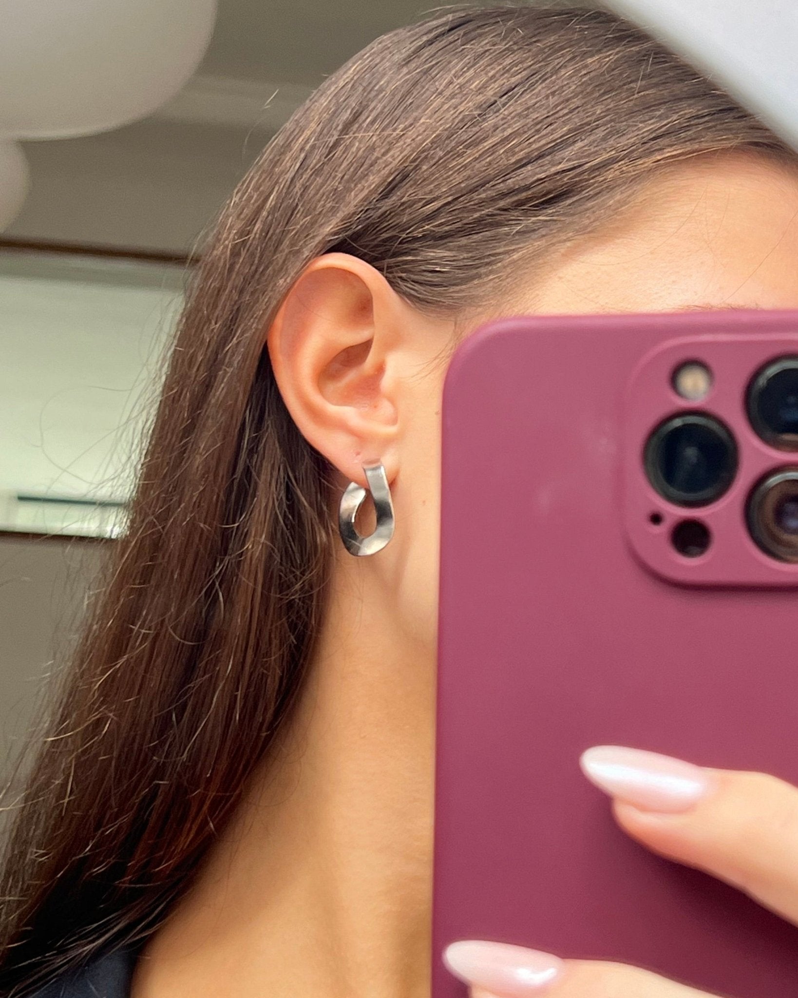 'Flo' Sculpt Hoop Earrings - Lines & Current