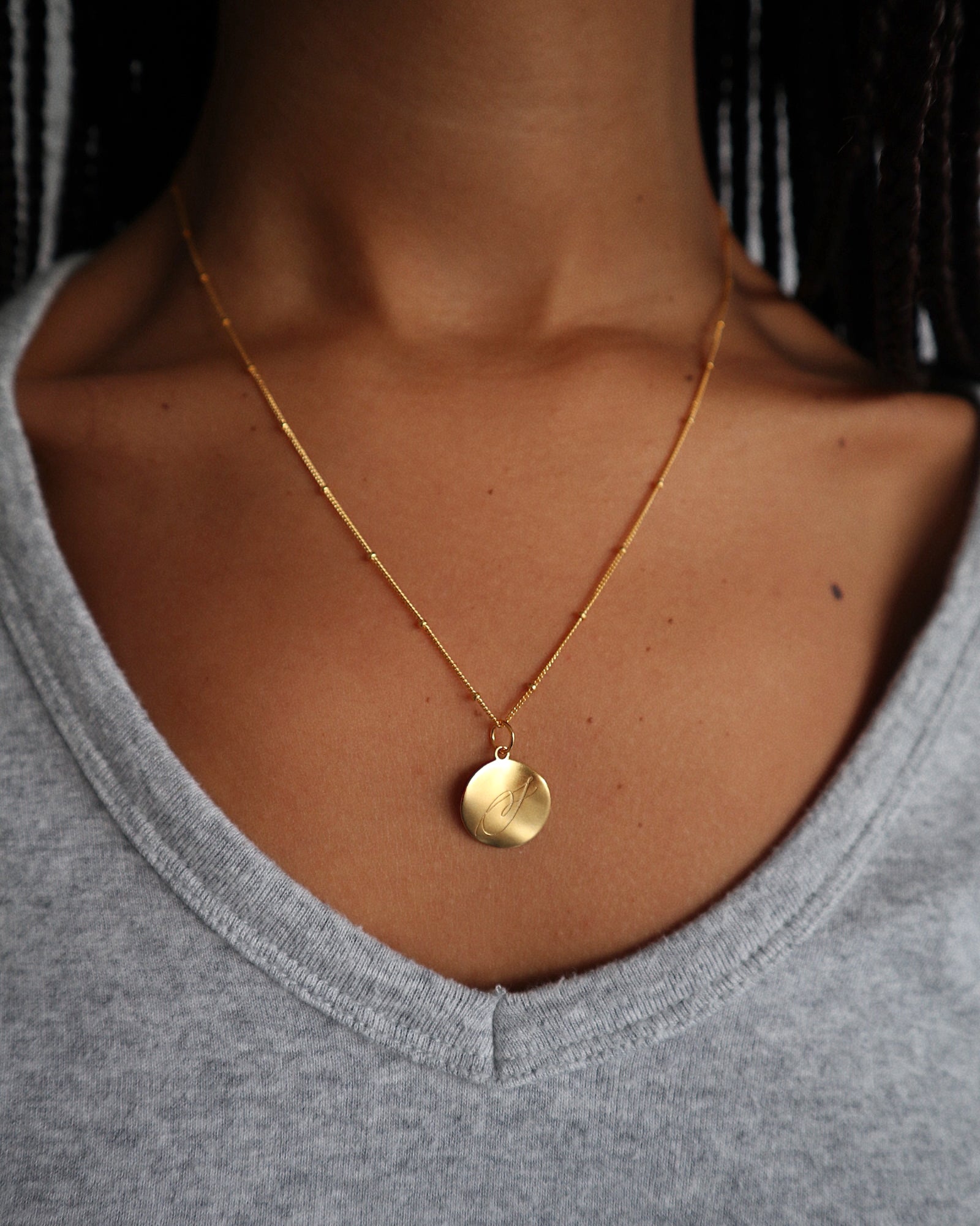 Golden 'Dreamer' Pendant Engraved Necklace - LINES AND CURRENT